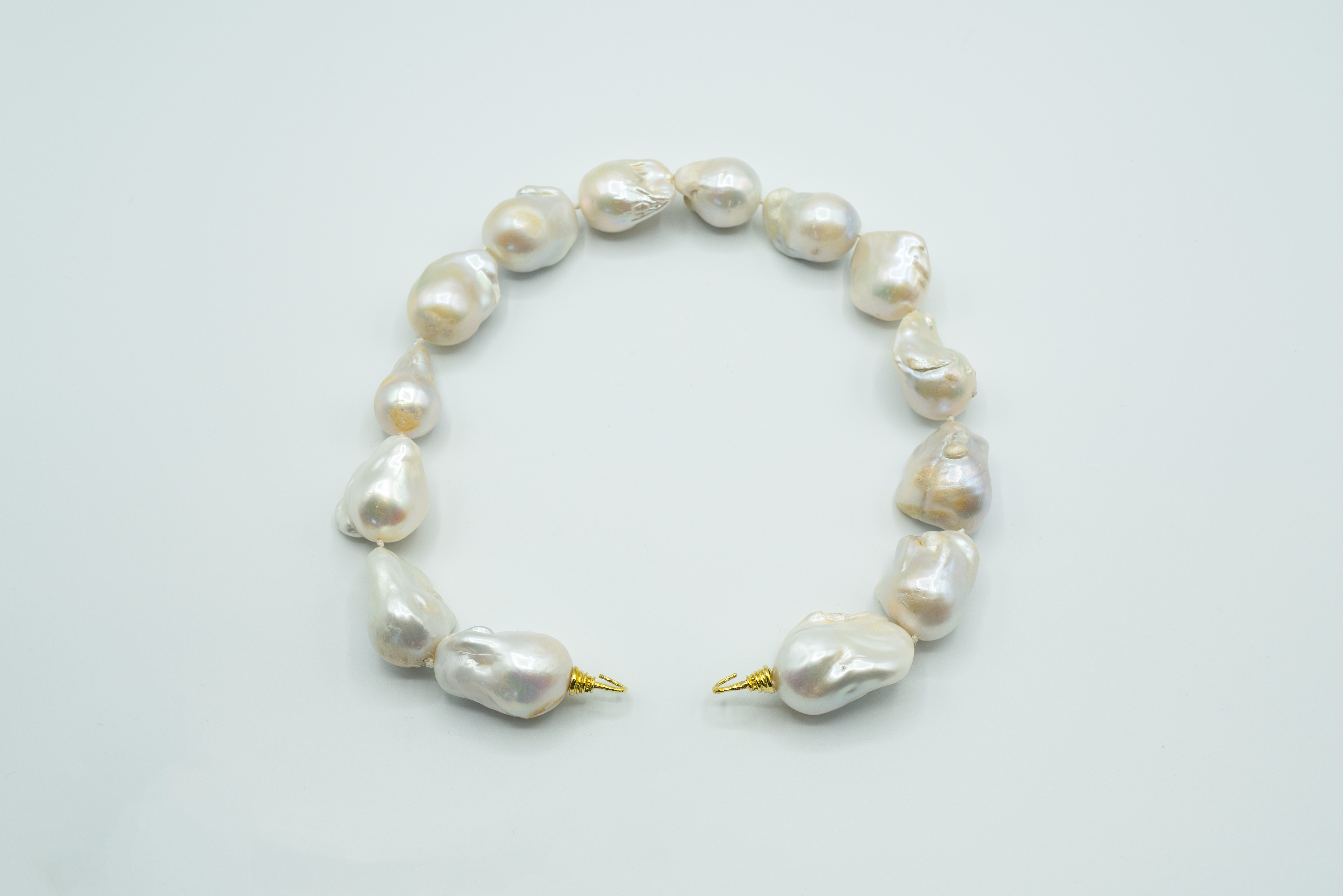 Giant Freshwater Baroque Pearls on Brass Hand Cast Hooks, Knotted Individually on Silk