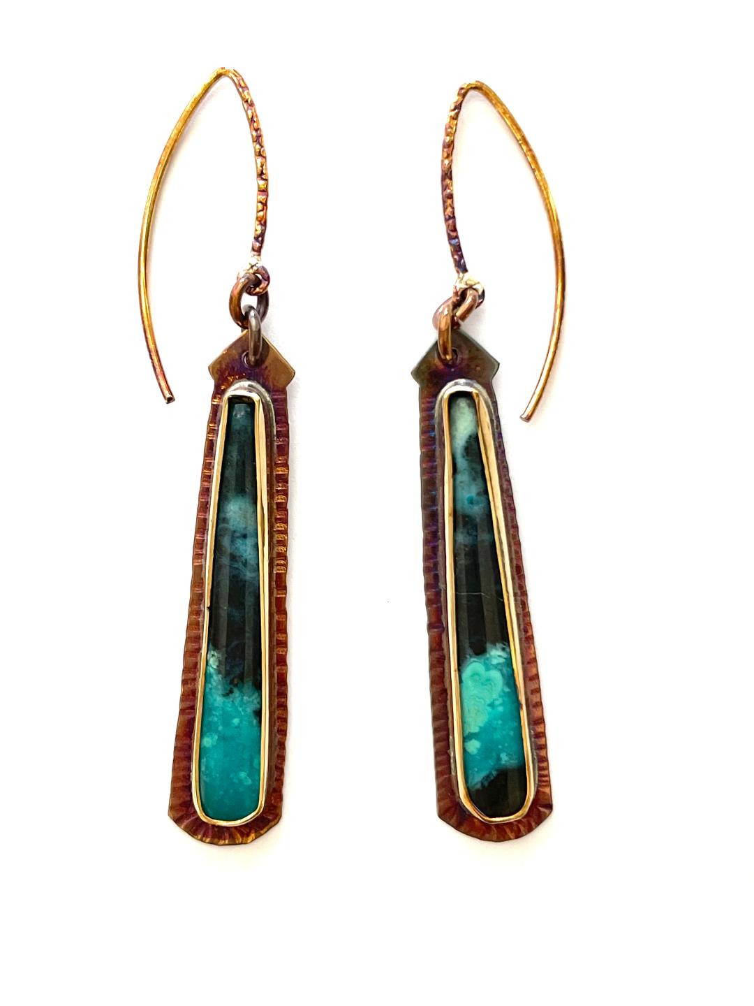Sterling Silver and Volcanic Chrysocolla Earrings
