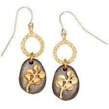 Pebble Two Tone with Gold Circle Wire Earrings