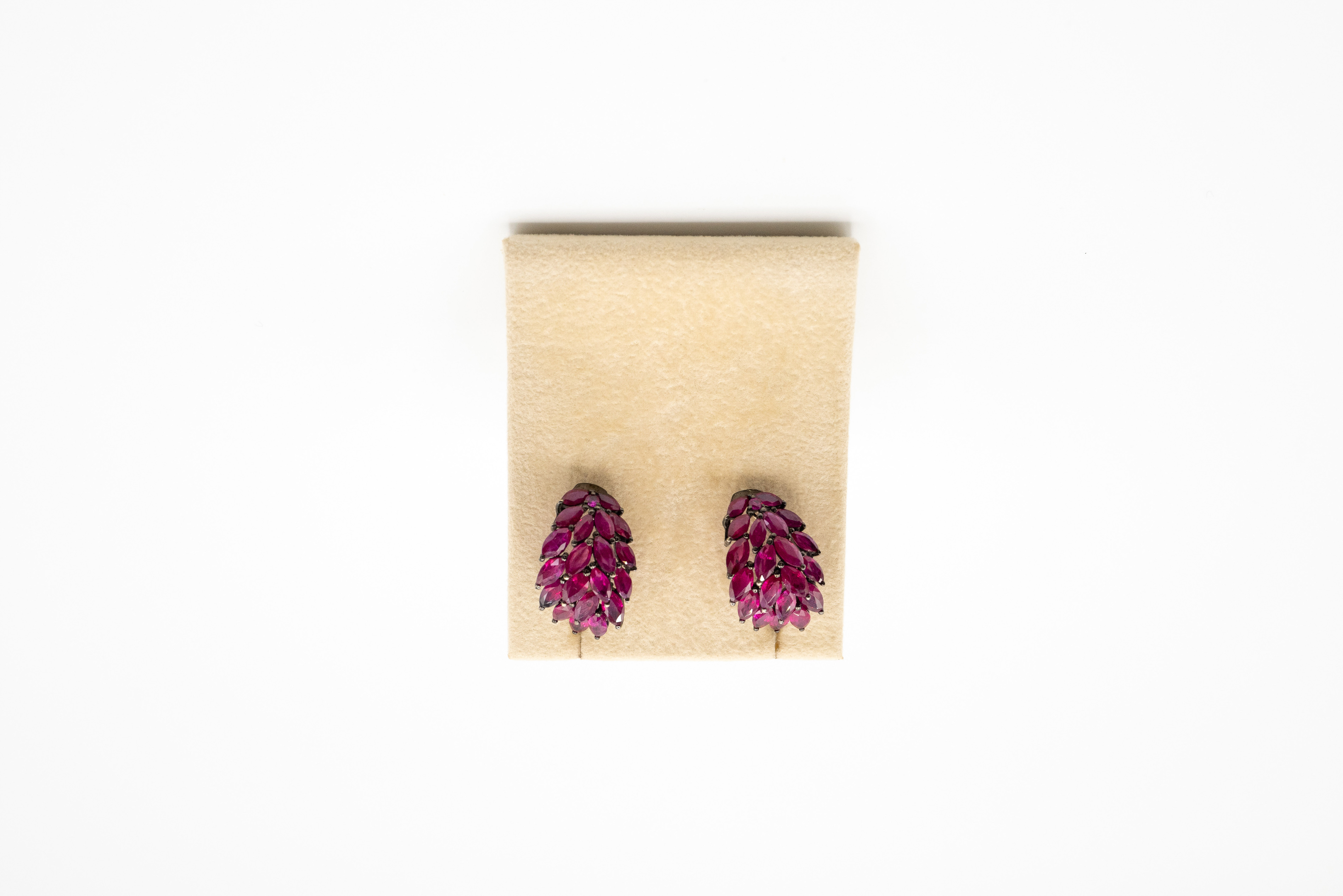 MAB 21-0050 Black Rhodium Ruby and 18k White Gold Earrings
