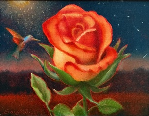 Image of Rose/Hummingbird by John A. Sayers
