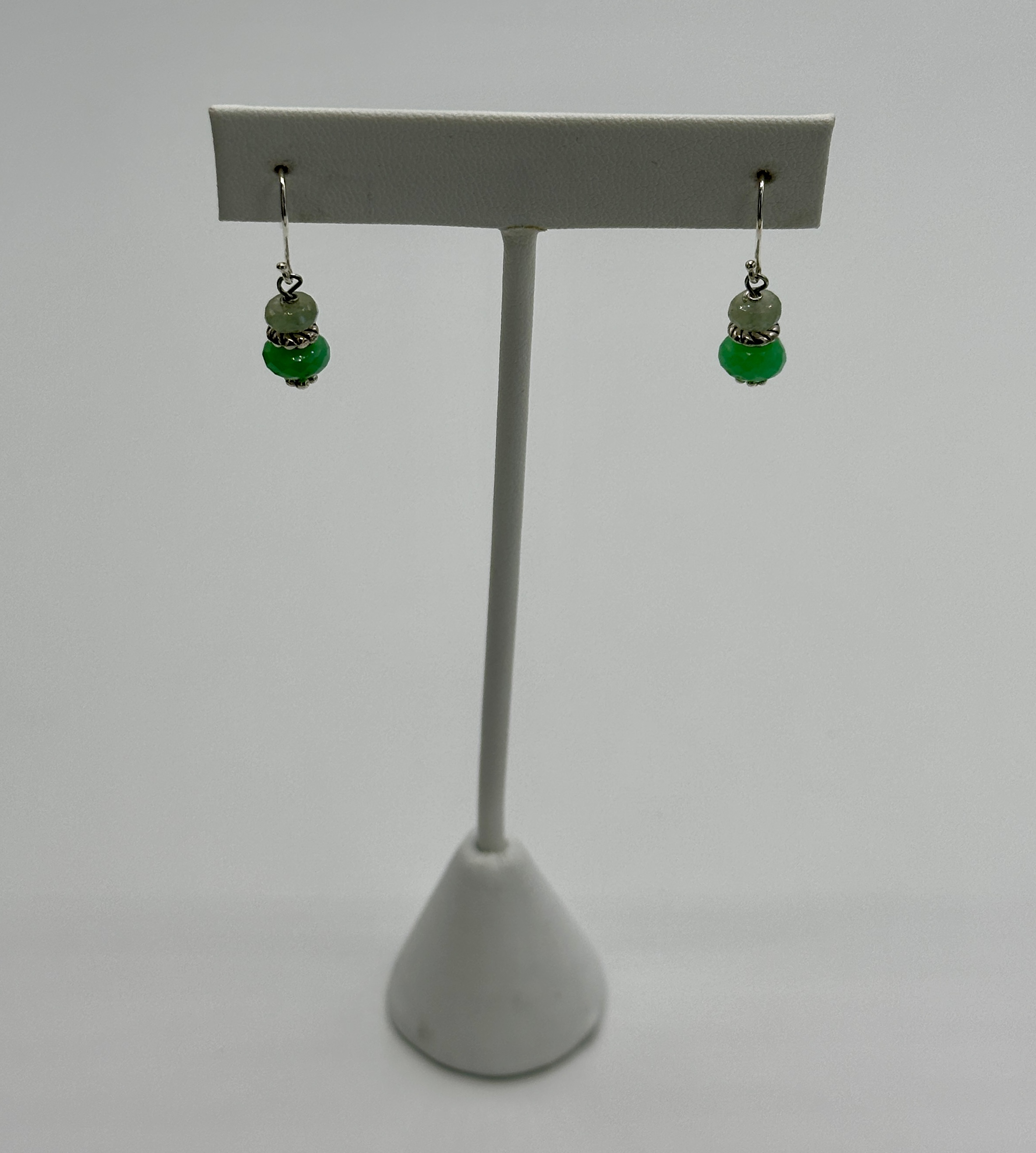 Strong Color Chrysoprase Earrings on Sterling