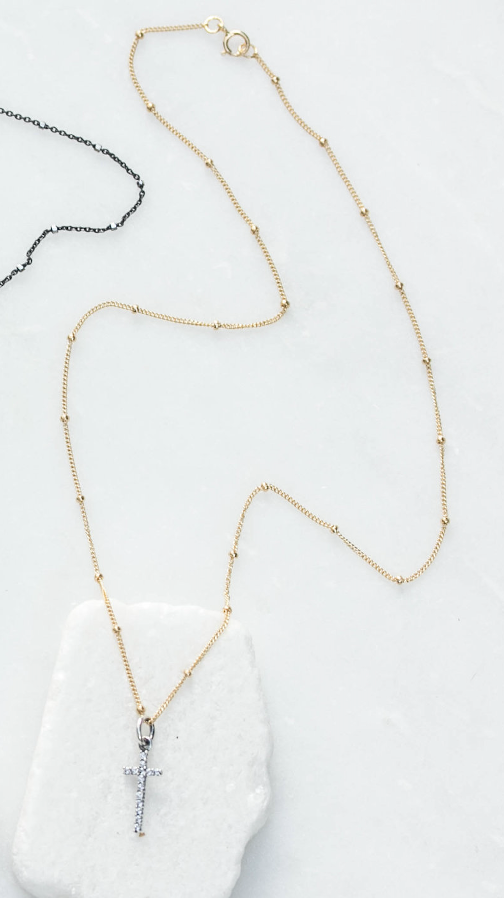Image of Cubic Zirconia Pave Cross Short Necklace - 14k Gold Fill - Trunk Show by  RACH B Jewelry