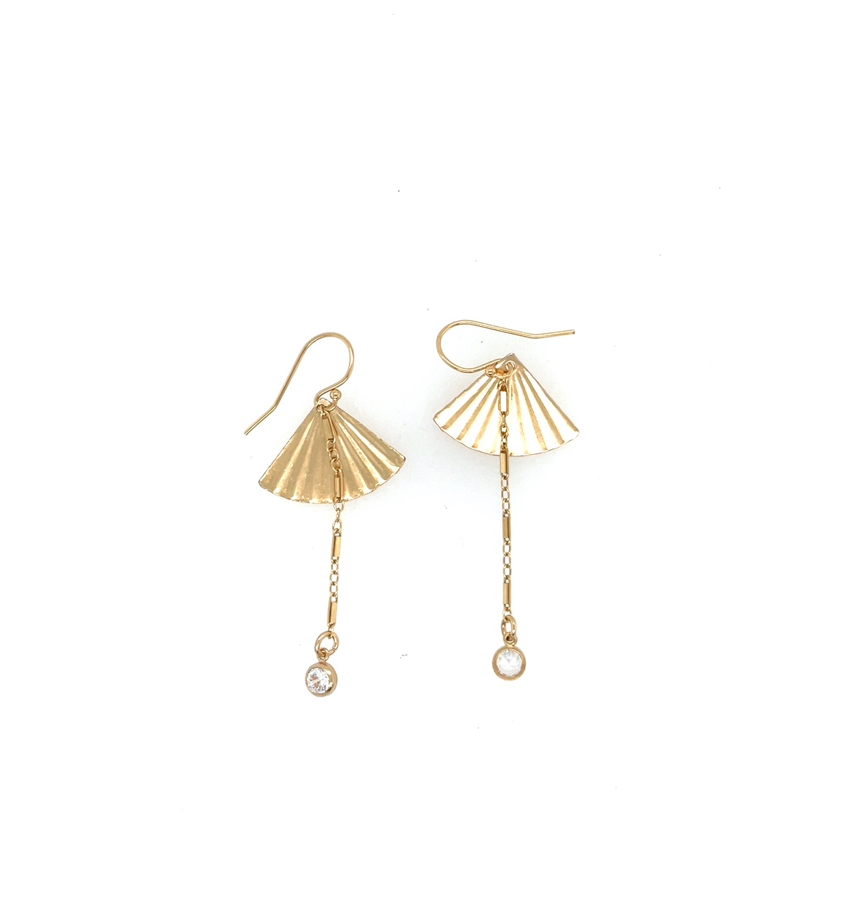 Image of Fan Bar Link Chain Cubic Zirconia Drop Earrings by  RACH B Jewelry