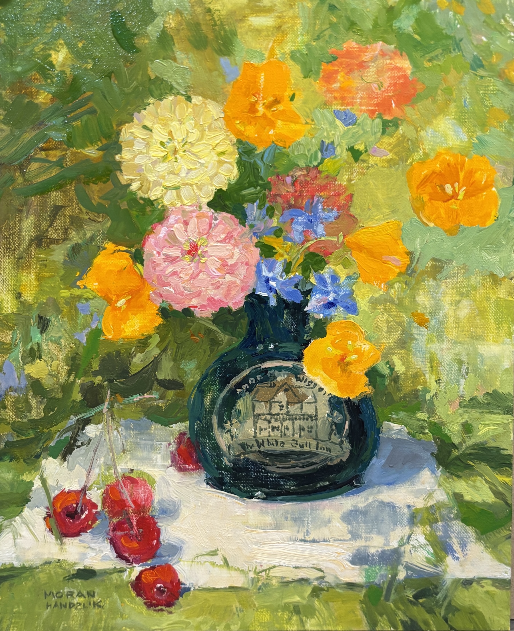 Image of White Gull Inn; Poppies, Zinnias and Cherries by Bethann Moran-Handzlik