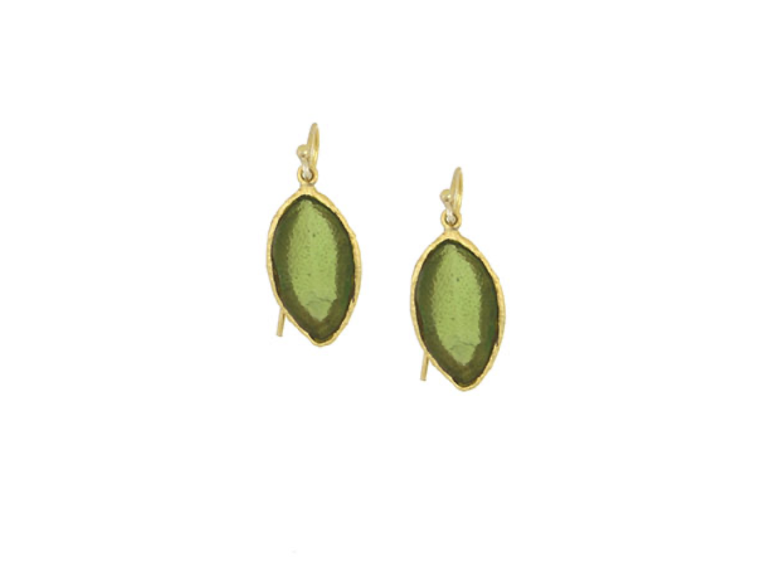 Image of Sage Single Leaf Wire Earring in Leaf Green by Michael Vincent Michaud