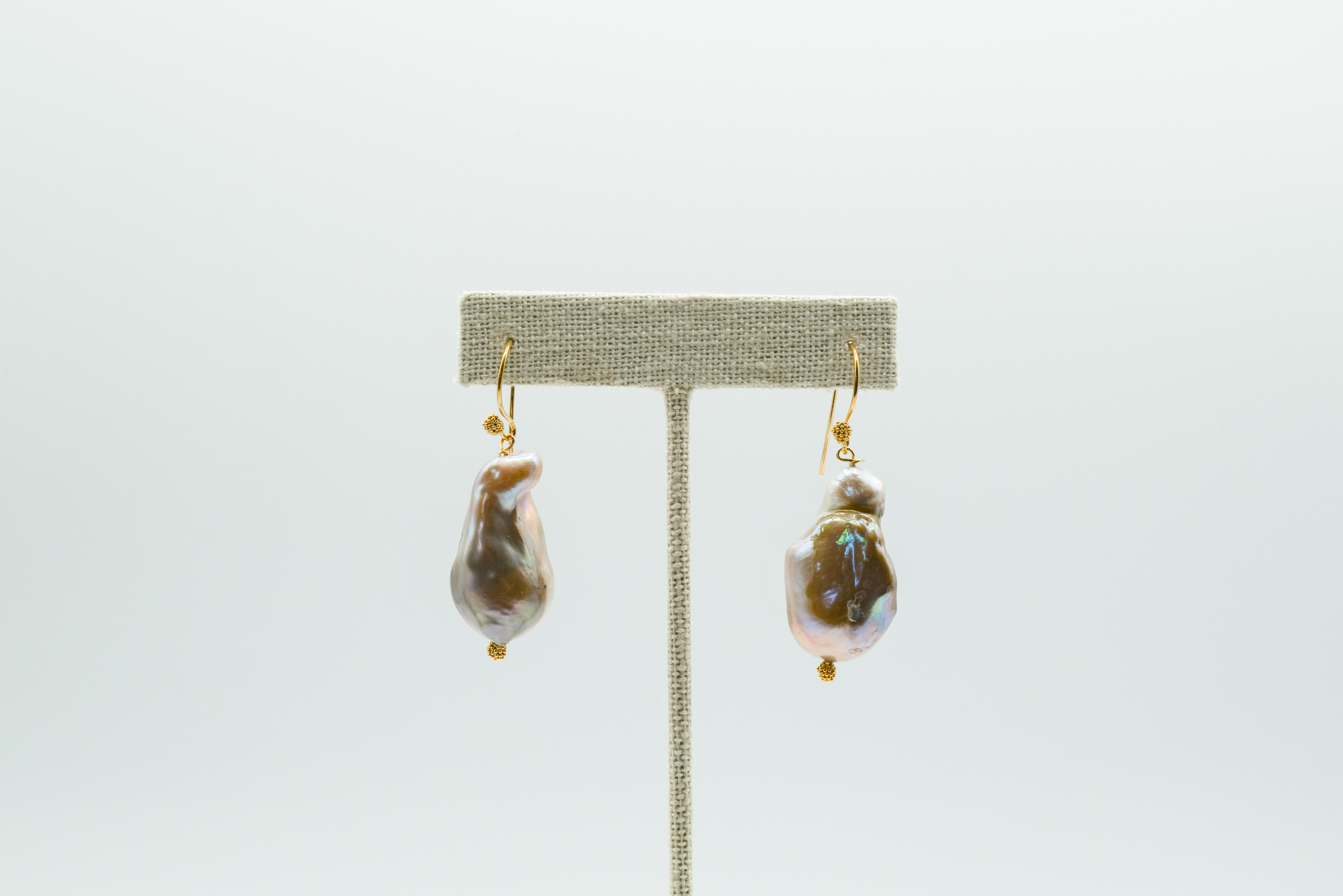 Jumbo Pink/Violet Natrual Color with Granulated Sheperd Hook and Ball (14k gold filled) matching earrings for 22057