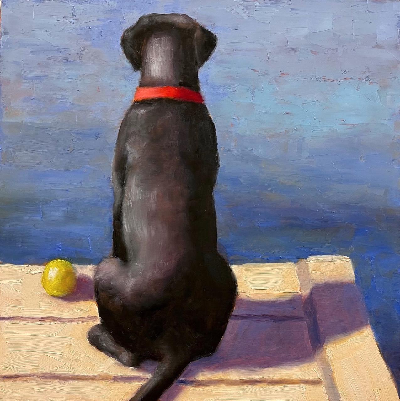 Image of Black Lab on the Dock by Pat Doherty