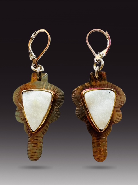 Image of 5 Sterling Silver, Fine Silver Bezels, and Druzy Quartz Earrings with Sterling Silver Lever Earrings by  