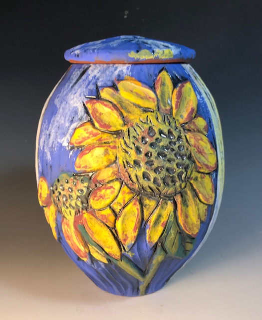 Sunflower Covered Jar