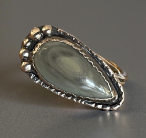 Image of Silver Ocean Jasper Ring, Size 7.75 by Pam Sable