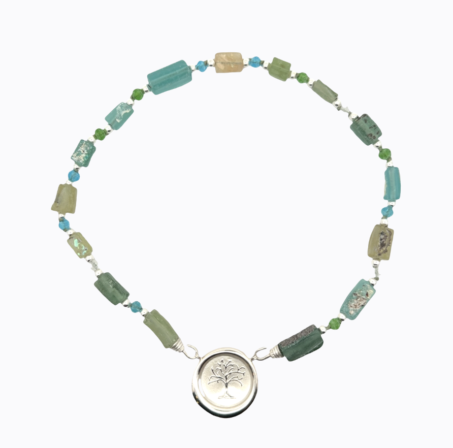 Image of Ancient Roman Glass Beads with 3mm Sterling Spacers on Hand Cast Sterling Hooks by Marcia McDonough