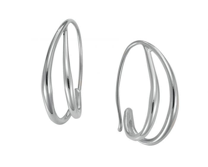 Duo's Hoop Sterling Silver Earrings, Medium