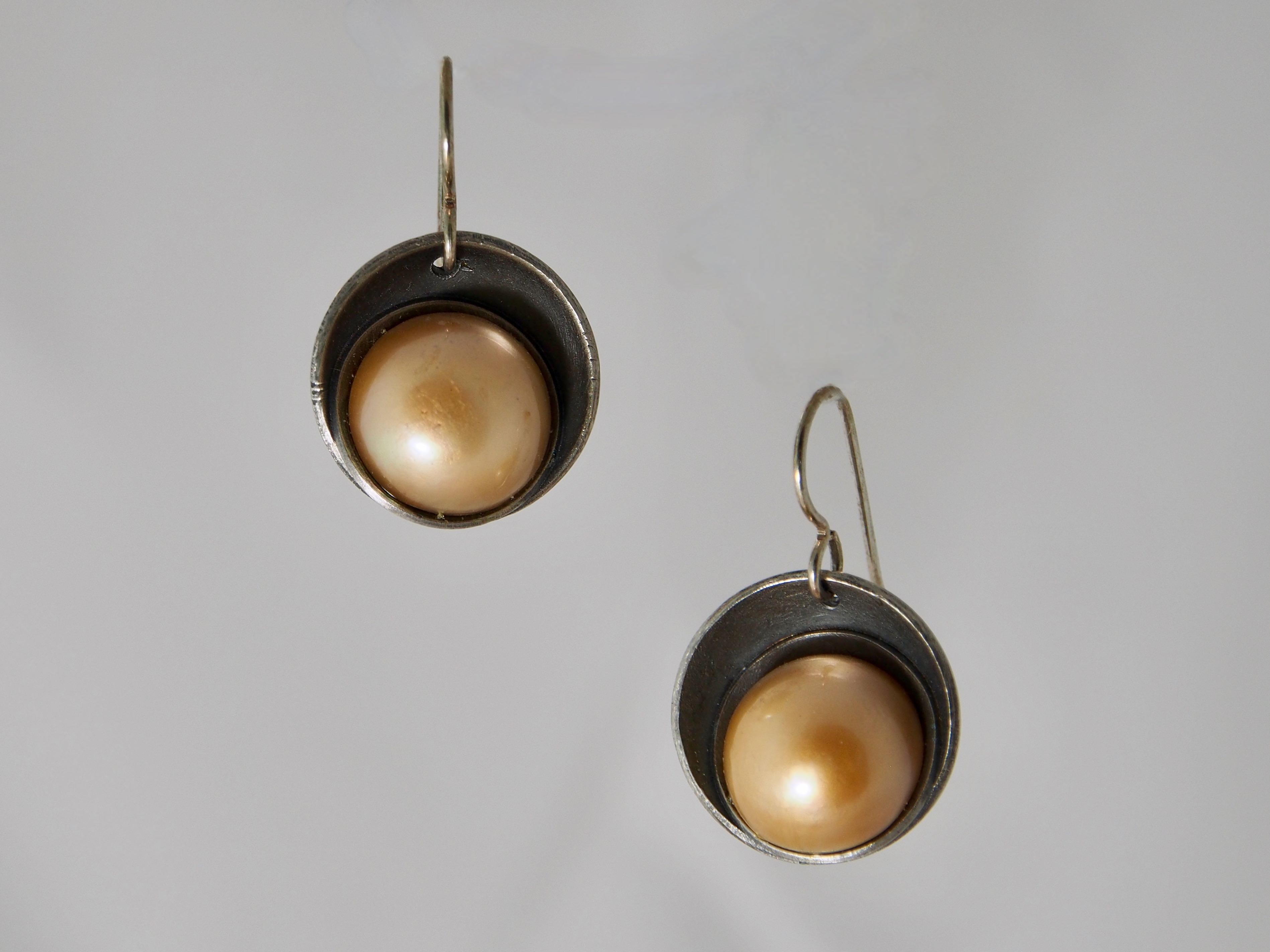 Golden Pearl Earrings - Sterling and Gold Pearl