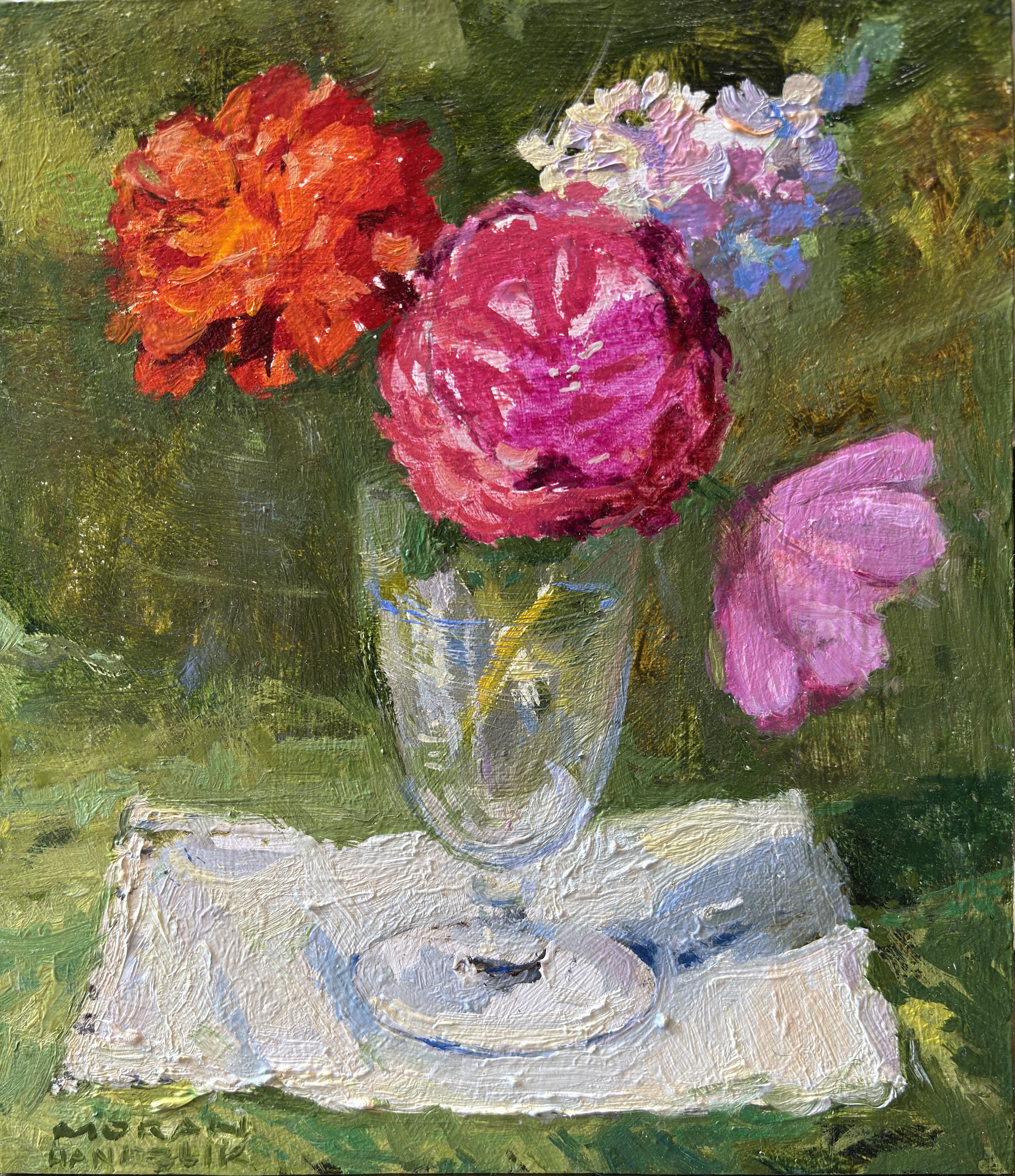 Image of Study Lush Garden, Zinnias and Cosmos by Bethann Moran-Handzlik