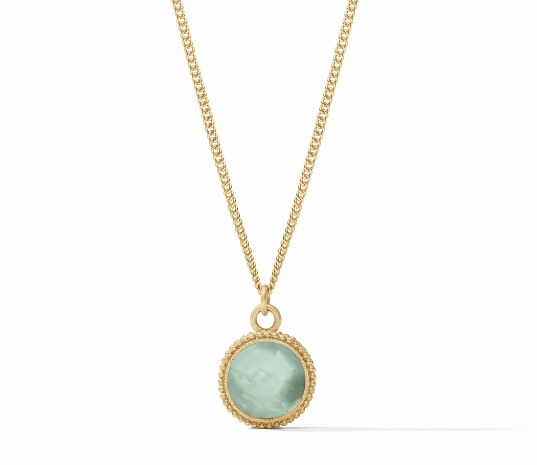 Image of Iridescent Aquamarine Blue Fleur-de-Lis Solitaire Necklace by Julie Vos