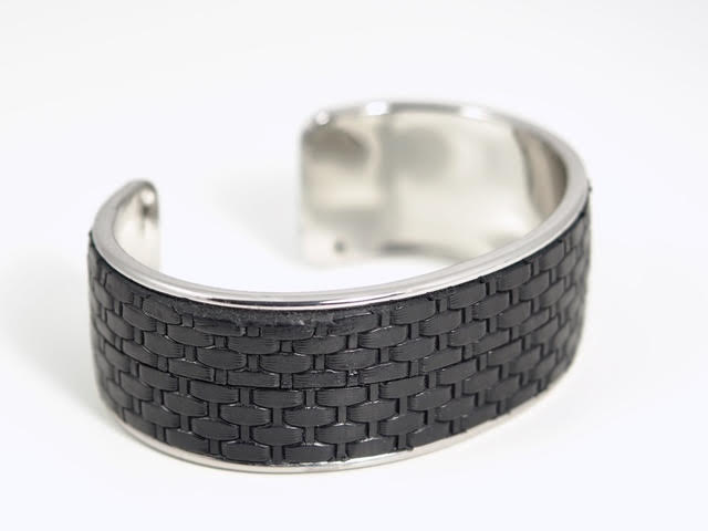 Image of Black Woven, Double Silver Cuff by Barbara Rand