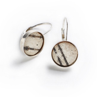 Classic Earrings Birch Bark and Sterling, Lever Back, 3/8