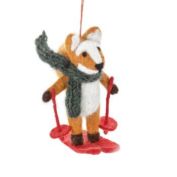 Felix the Skiing Fox - Handmade Felt Ornament