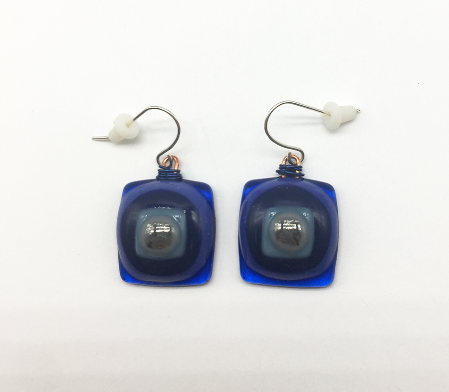 Cobalt/Periwinkle Fused Glass Earrings