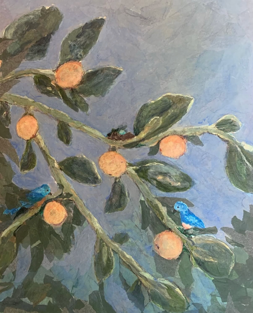 Image of Birds in Fruit Tree by Nan Helscher