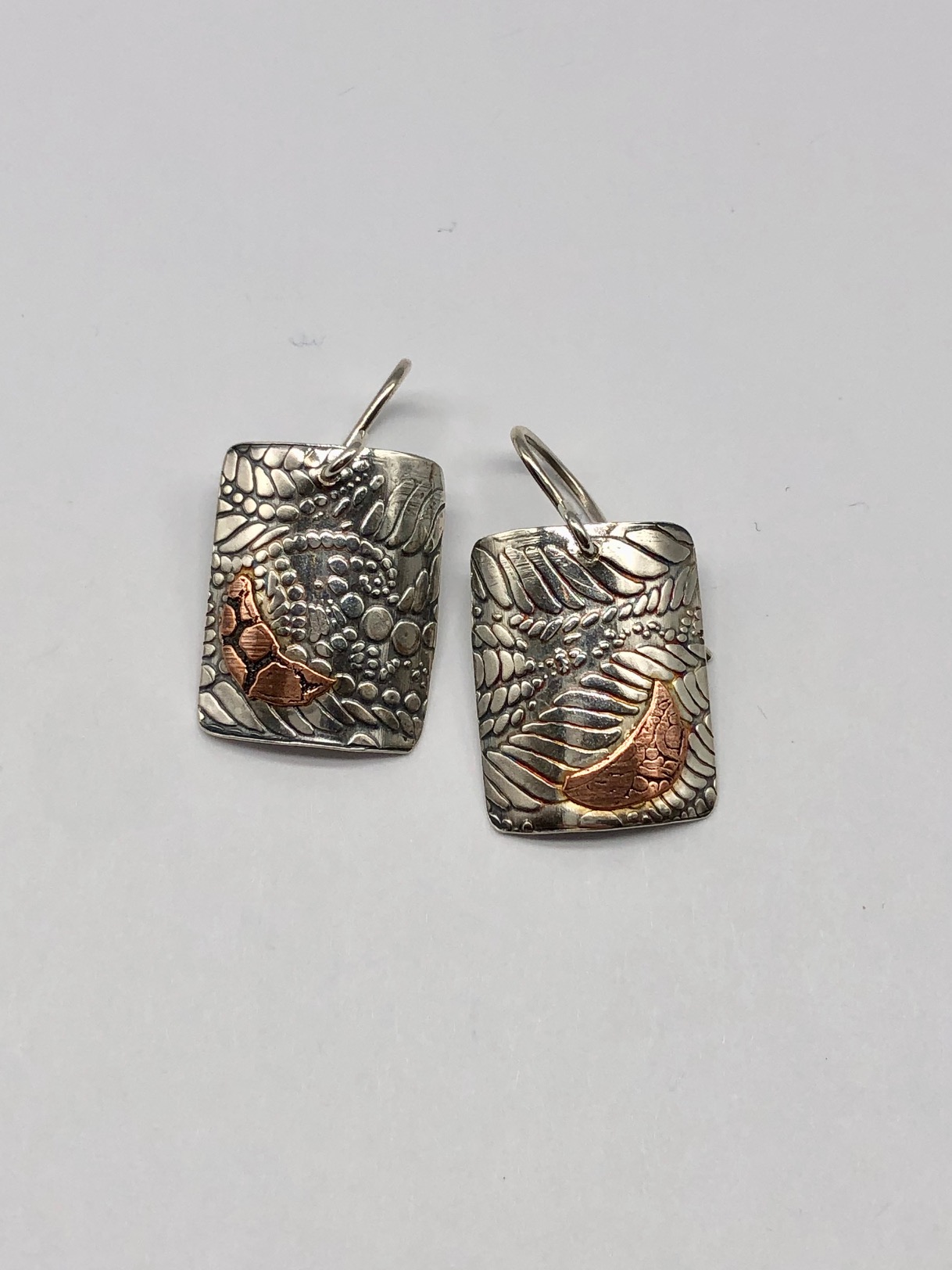Sterling Earrings with Copper Crescent Moon