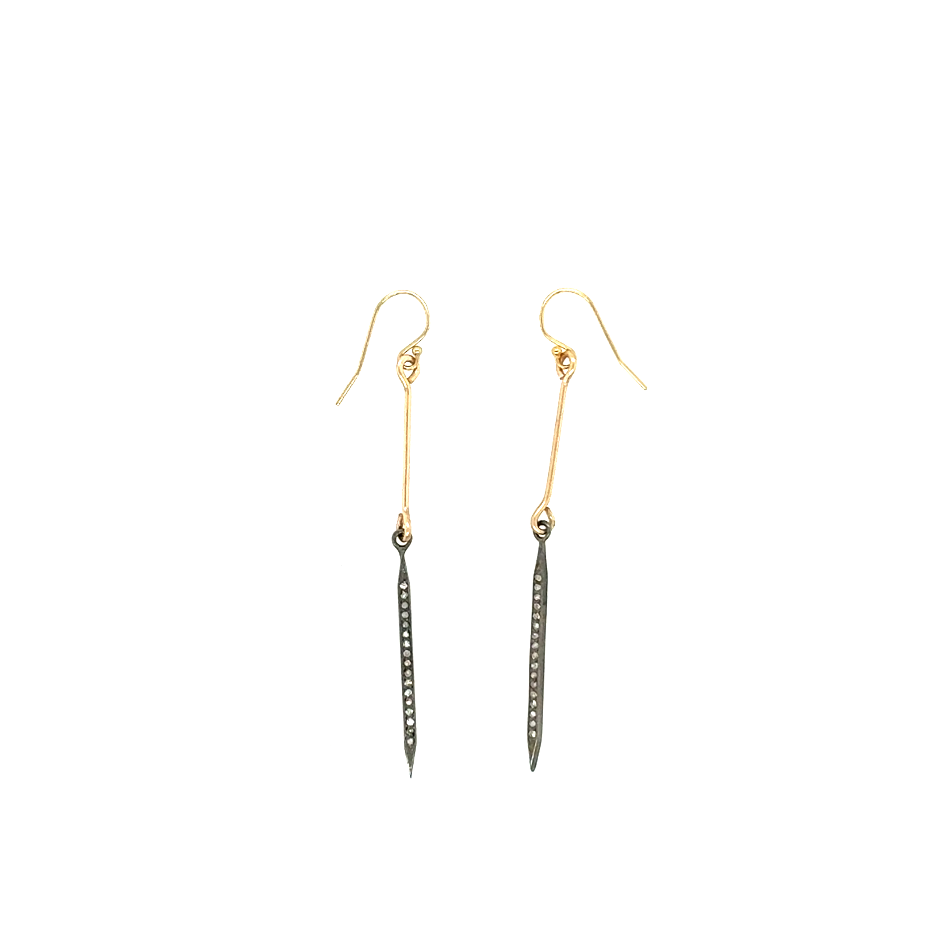 Image of Diamond Pave Oxidized Sterling Bar Drop Earrings - Trunk Show by  RACH B Jewelry