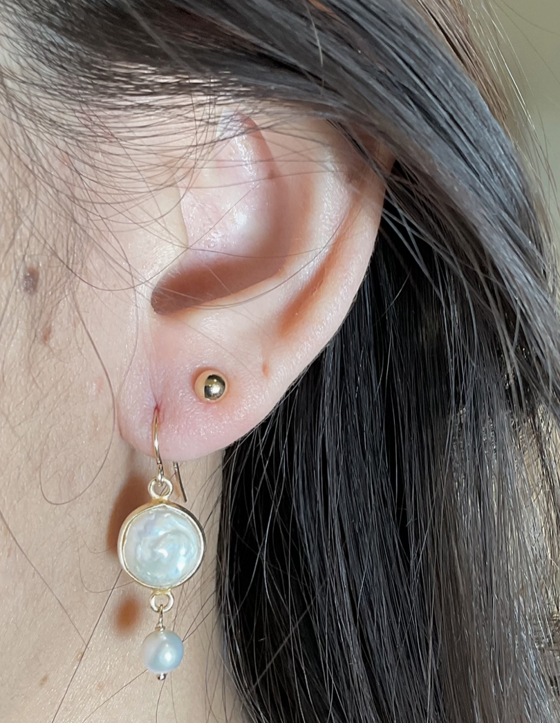 Circle Pearl Drop Earrings