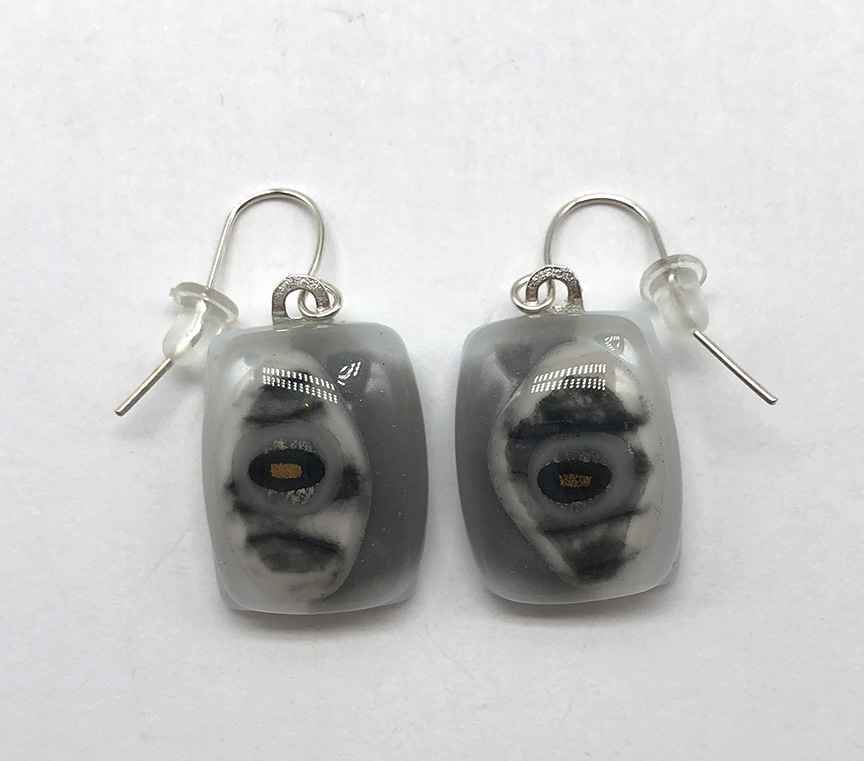 Gray/ White Fused Glass Earrings