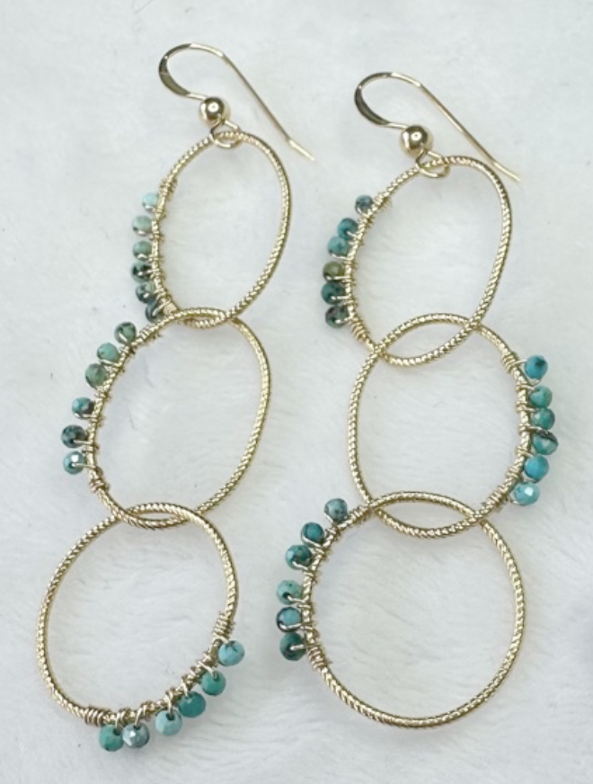 Image 2 for 3 Ring Assorted Gemstone Earrings