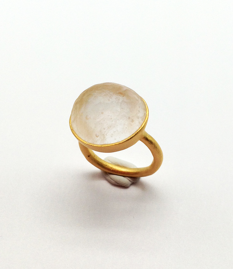Sol-Single Stone Ring in Frosted Clear Size 6