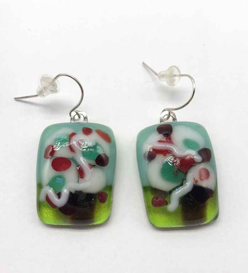 Cherry Season Fused Glass Earrings