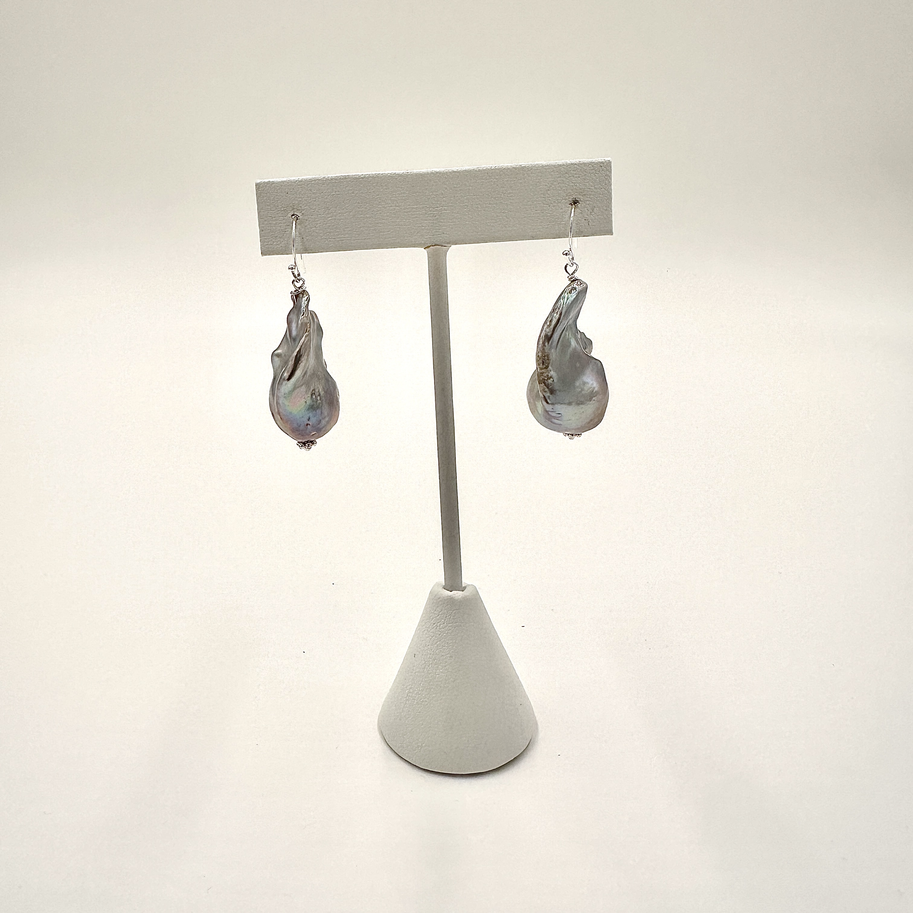 Image of Giant Super Baroque White Freshwater Pearl Earrings on Sterling Hooks by Marcia McDonough