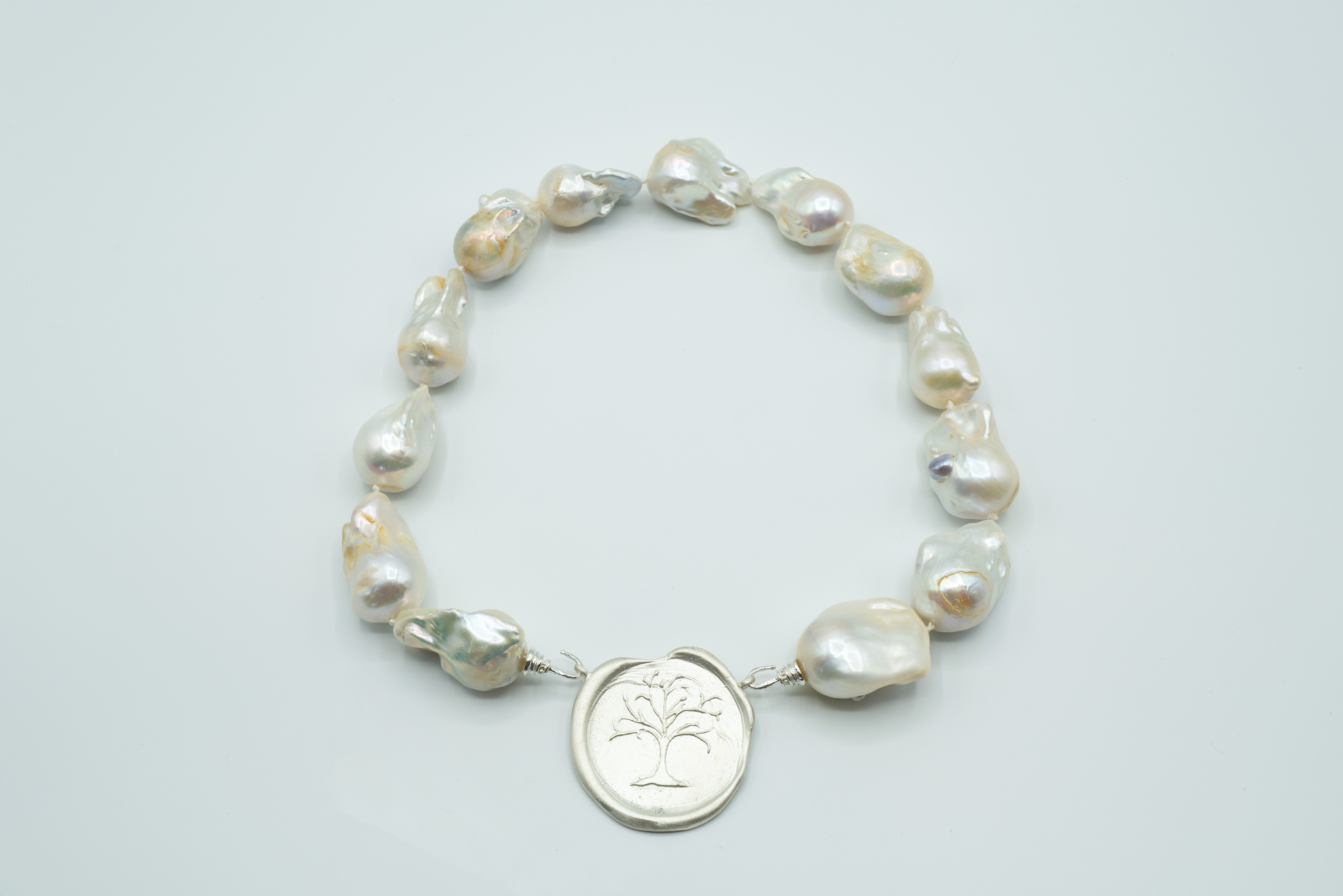 Giant Freshwater Baroque Pearls on Sterling Hand Cast Hooks, Knotted Individually on Silk