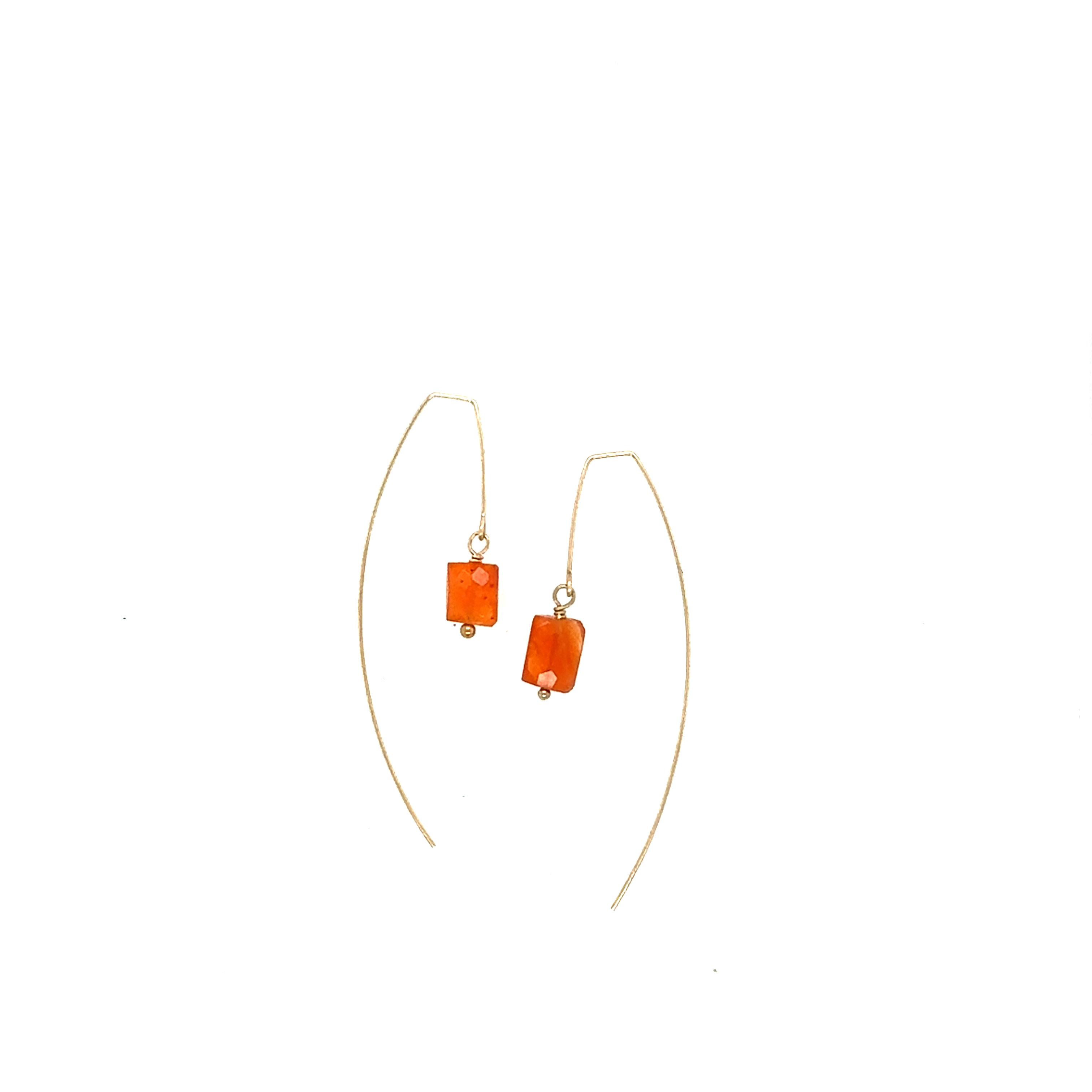 Image of Carnelian Nugget Charm Threader Earrings - 14k Gold Fill - Trunk Show by  RACH B Jewelry