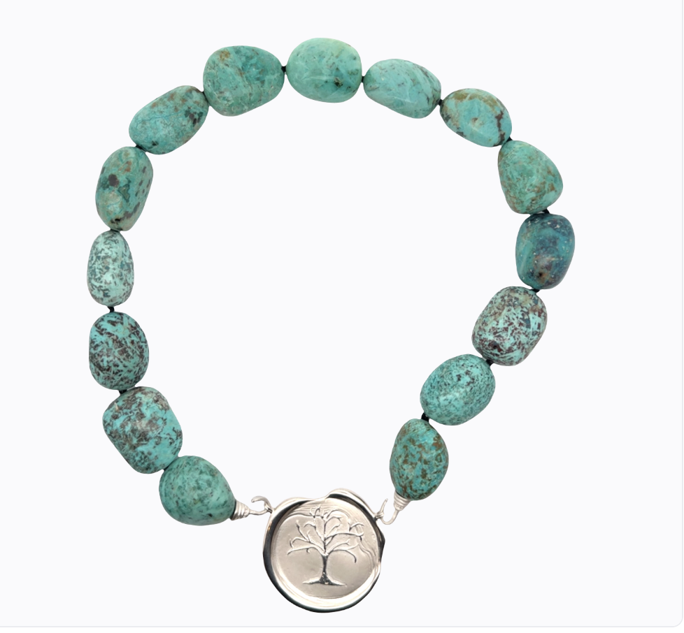 Image of Large Peruvian Egg Shaped Turquoise Nuggets on Sterling Hooks by Marcia McDonough