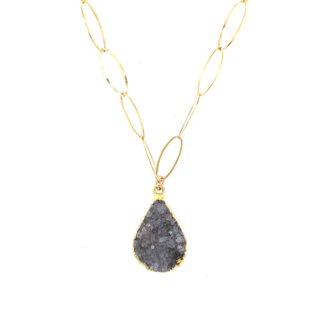 Sloane Druzy Pendant Necklace - Light