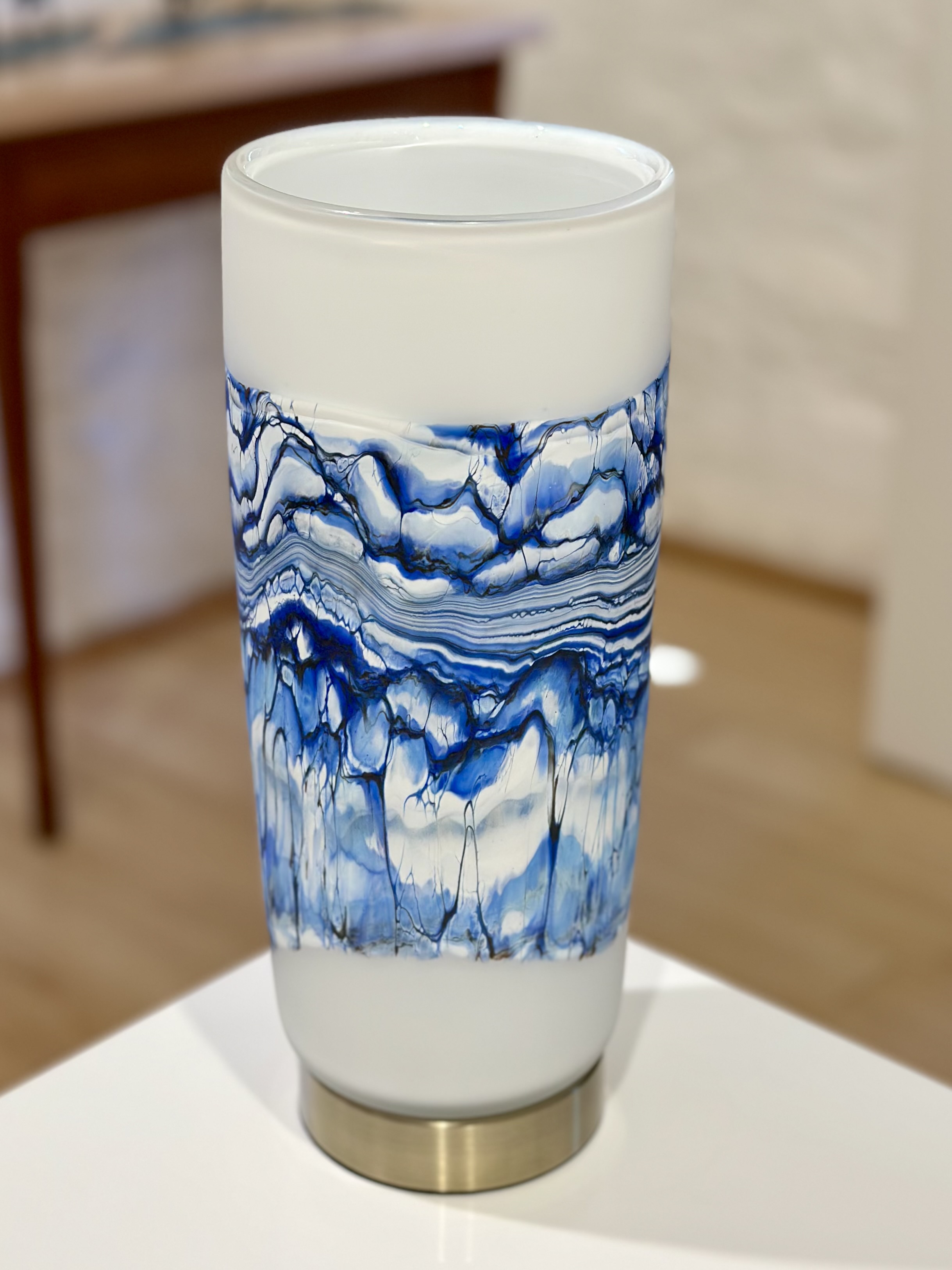 Image of Alabaster Pillar Lamp Blue by Stephen Gartner & Danielle Blade