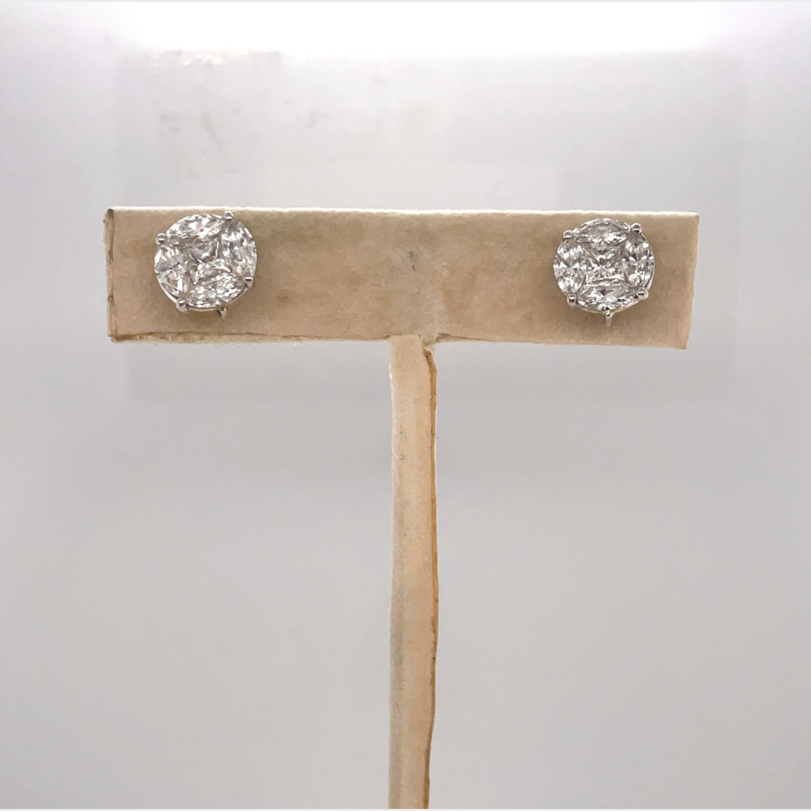 Large Invisible Set Diamond Studs Using Baguettes and Rounds