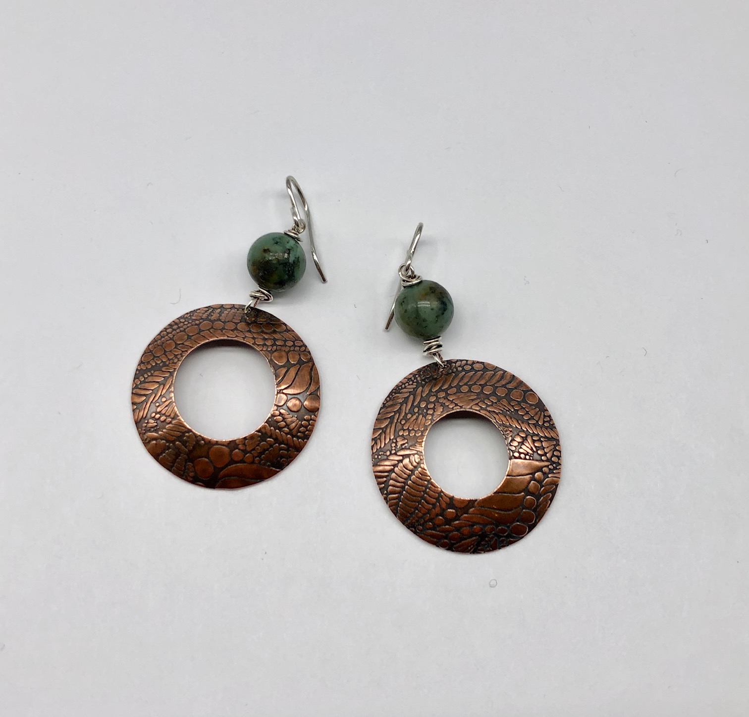 Copper and African Turquoise Earrings