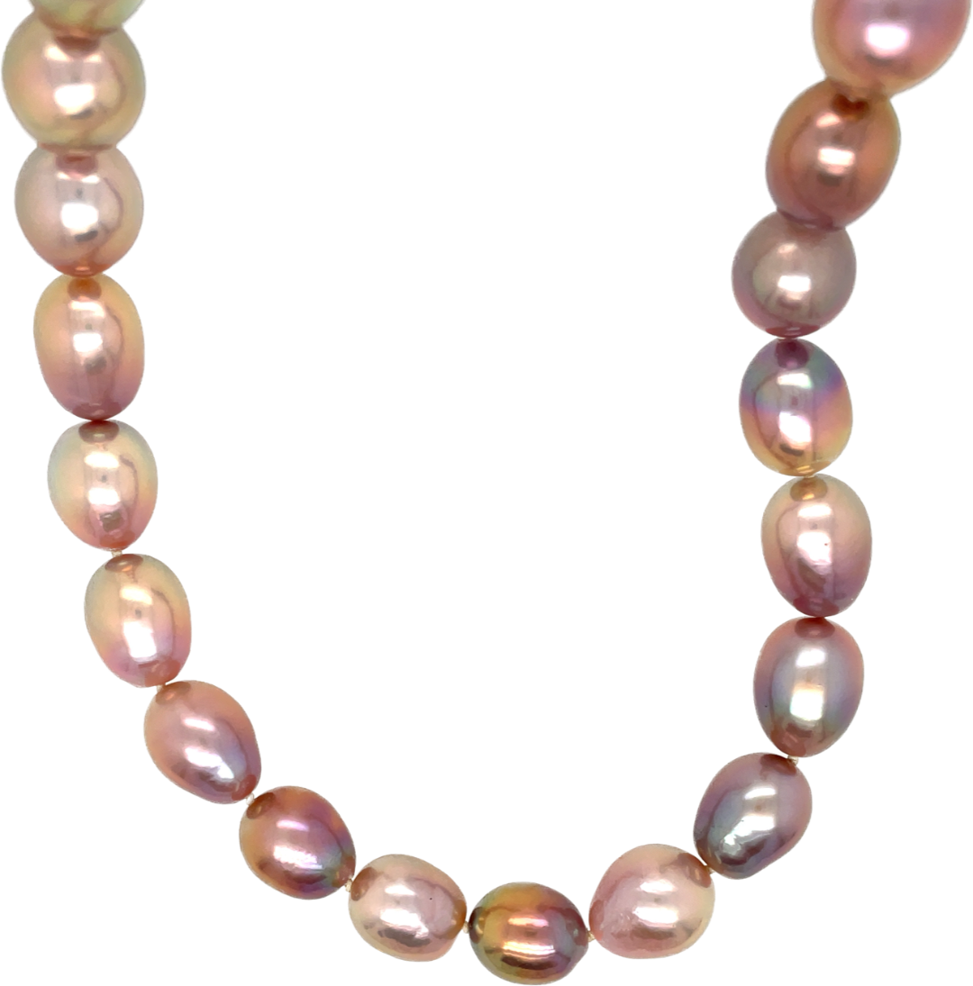 10 to 12 mm Baroque Natural Egg Shaped Freshwater Sherbet Colored Pearl Strand