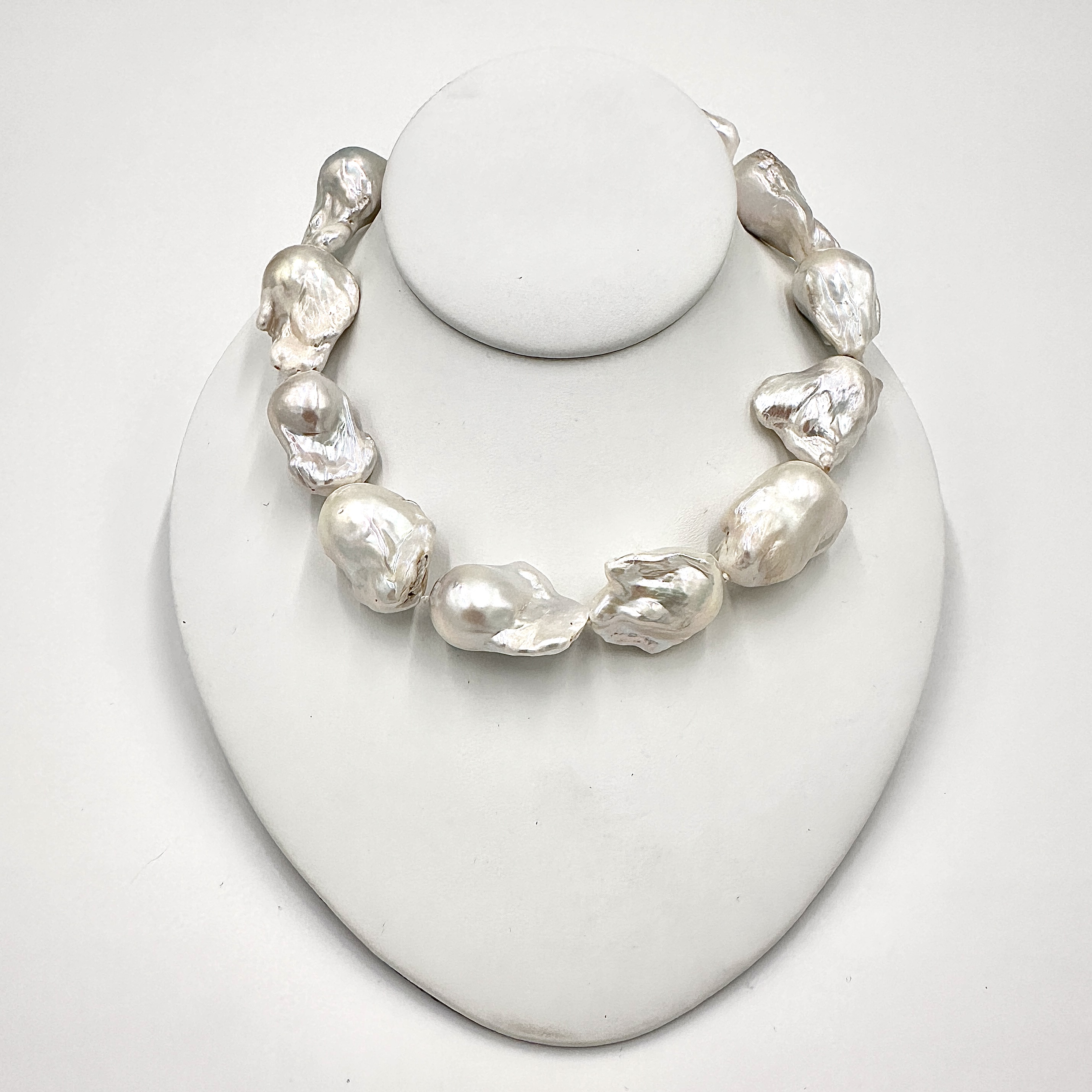 Image of Extra Large Jumbo White High Luster Freshwater Pearls on Hand Cast Sterling Hooks by Marcia McDonough