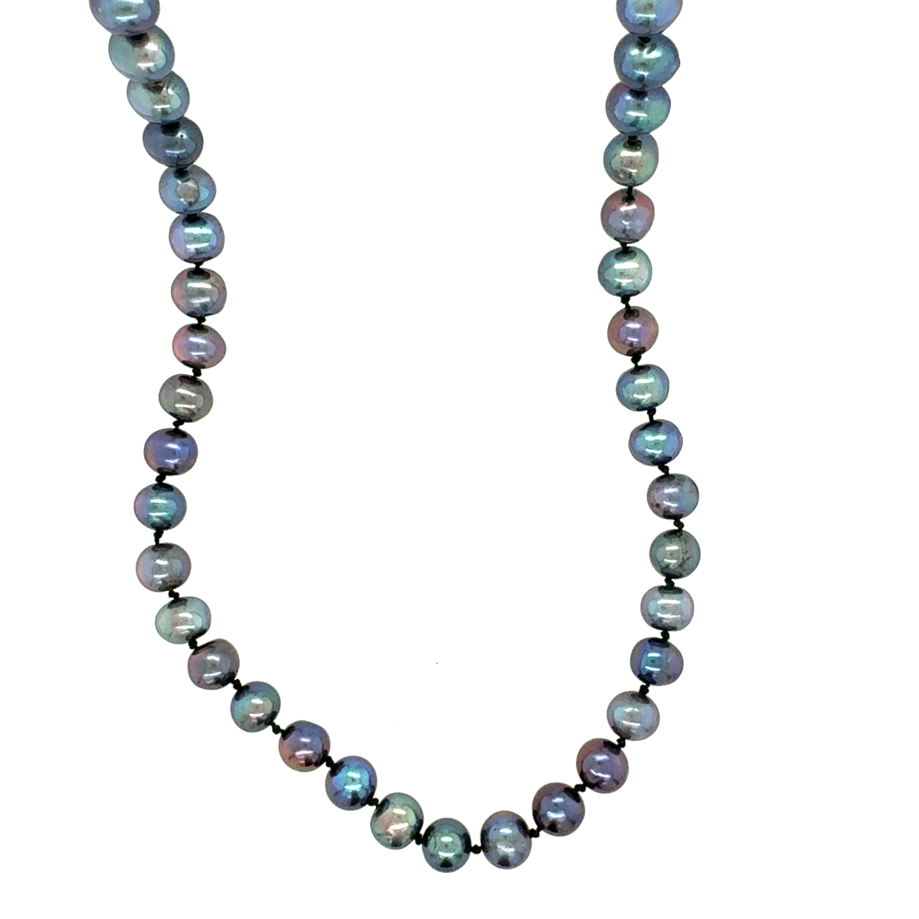 Image of Necklace Peacock Blue Pearls SS Clasp by Olga Ganoudis