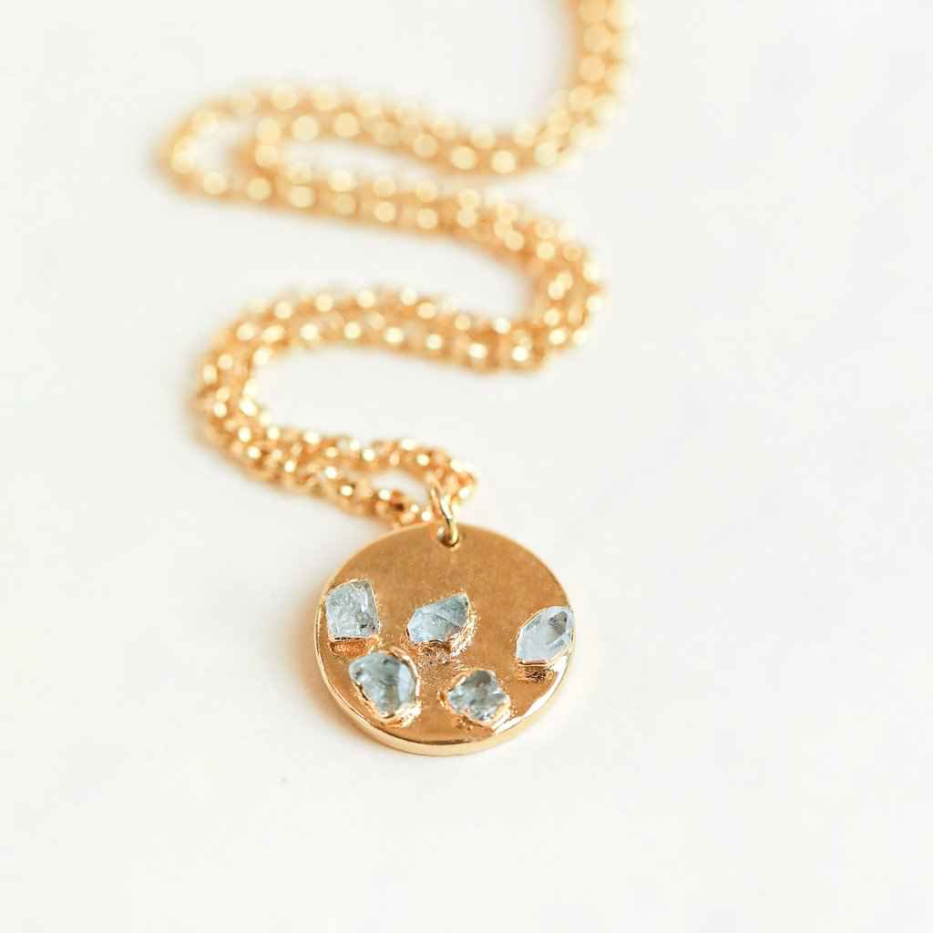 Herkimer Diamond Medallion Necklace Gold