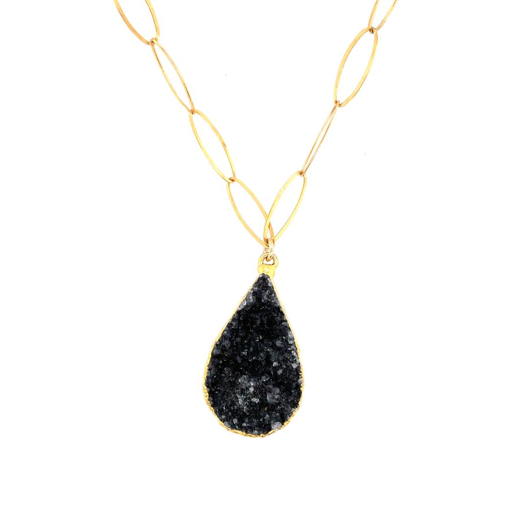 Sloane Druzy Pendant Necklace - Dark