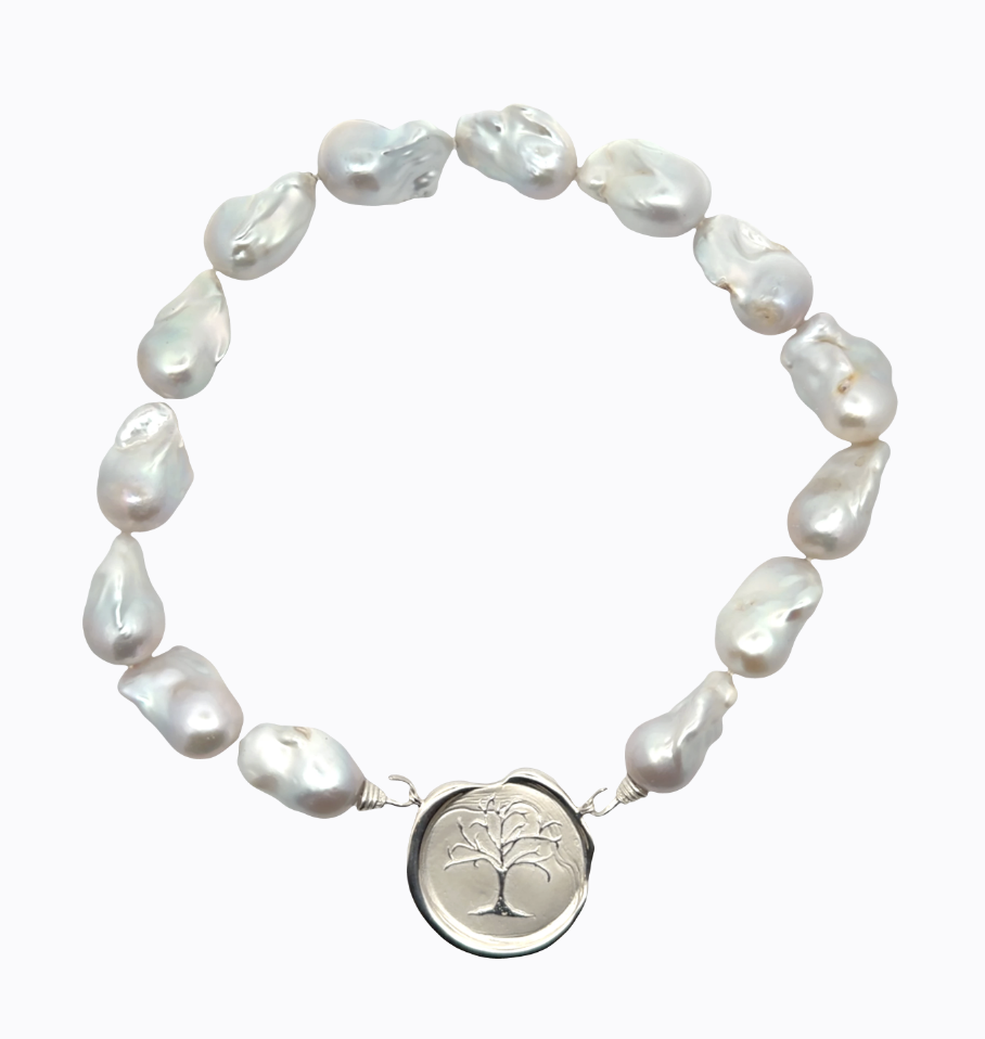 Image of Large Baroque Freshwater Super Drop White Pearls on Hand Cast Sterling Hooks by Marcia McDonough