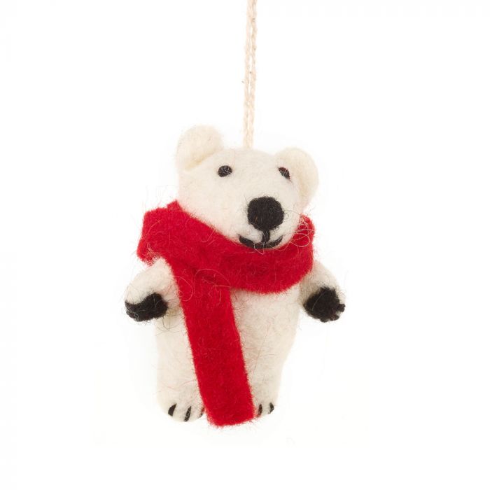 Pedro the Polar Bear - Handmade Felt Ornament