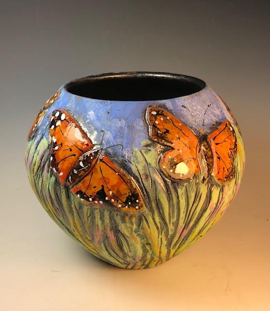 Short Round Butterfly Vase