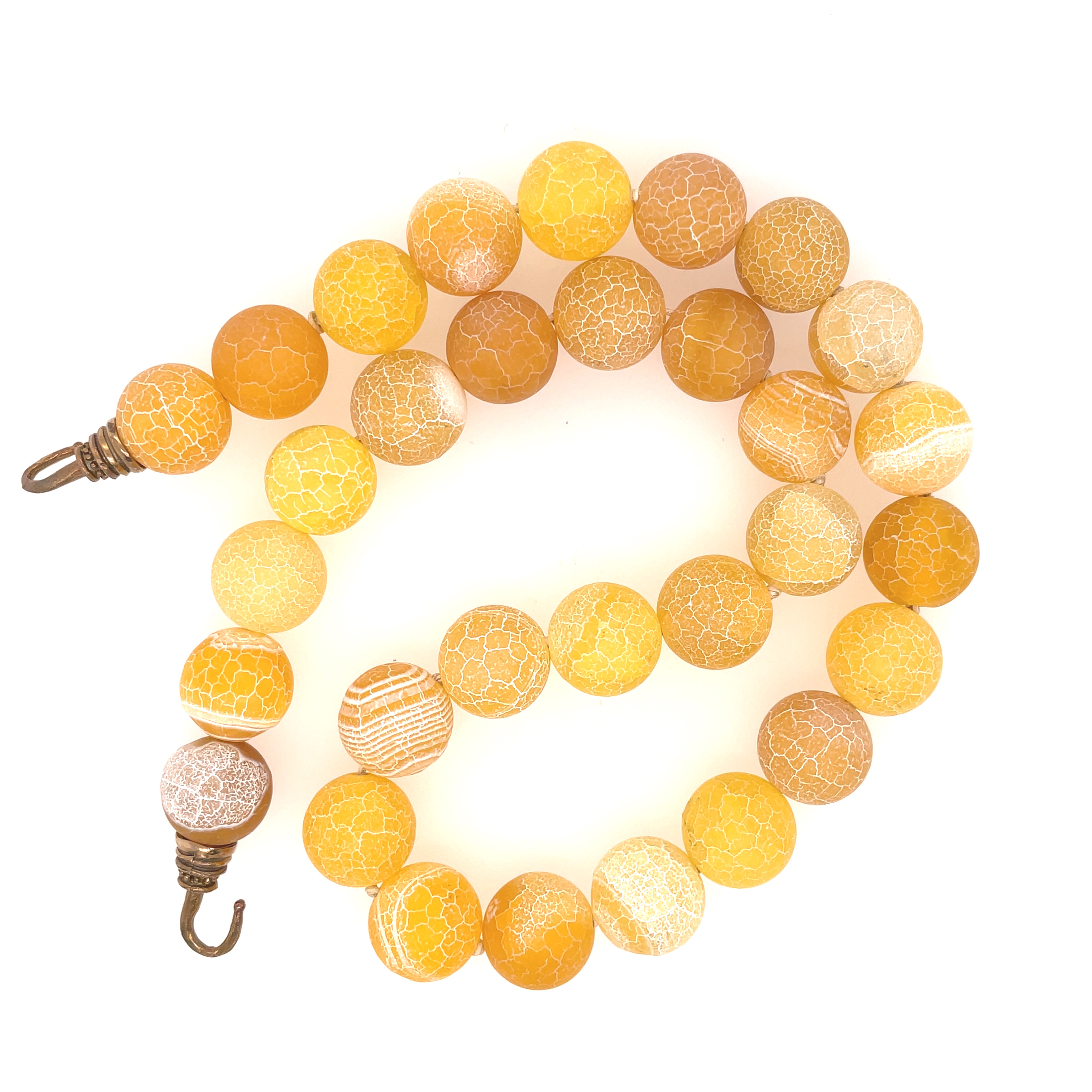 12mm Yellow Cracked Matte Fire Agate