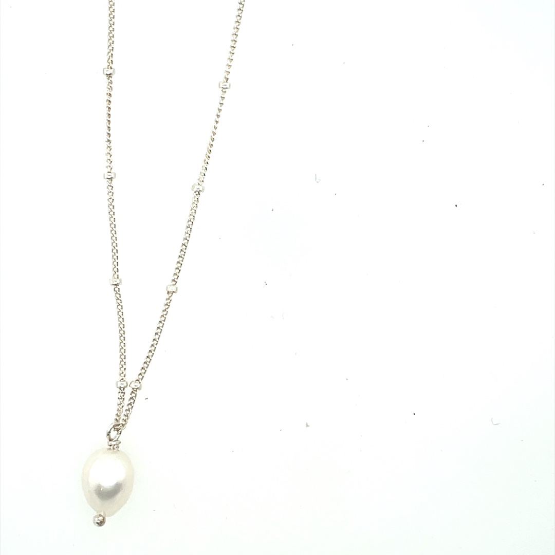 Image of Freshwater Pearl Necklace with Beaded Chain, Sterling - Trunk Show by  RACH B Jewelry
